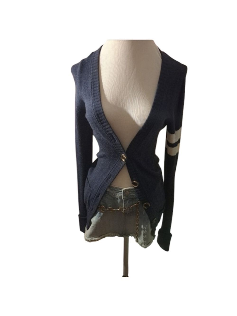 New Era Teen. Navy Blue Women's Varsity Cardigan Sweater. Size Medium